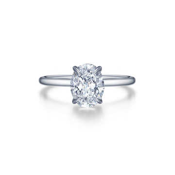 Sterling Silver Oval Engagement Ring, 2.00 Carat CZ TW